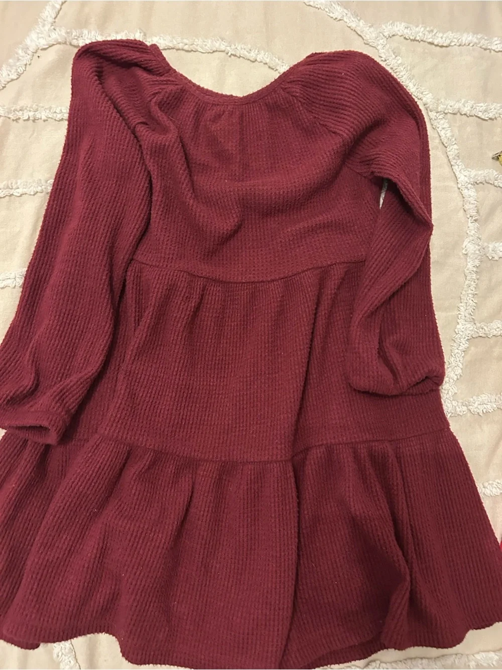 Cat & Jack Girls' Long Sleeve Tiered Dress - Burgundy
